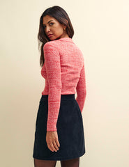 Pink Scoop Neck Collar Knitted Top