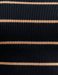 Black Stripe Crew Neck Knitted Top