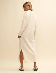 Cream Oversized Knitted Maxi Dress