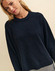 Black Crew Neck Oversized Merino Wool Jumper