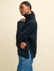 Black Roll Neck Chunky Knitted Jumper