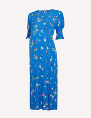 Maternity Blue Floral Luna Midi Dress