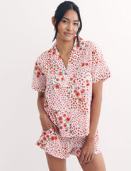 Green and Red Floral Short Sleeve PJ Short Set