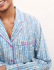 Blue Floral Long Sleeve Revere Pyjamas