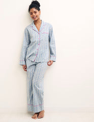 Blue Floral Long Sleeve Revere Pyjamas
