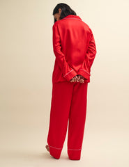 Red Collared Pyjama Trouser Set