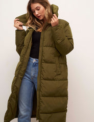 Olive Green Charlene Long Puffer Coat