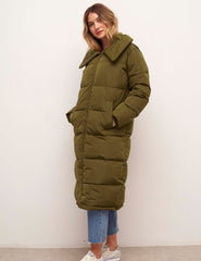 Olive Green Charlene Long Puffer Coat