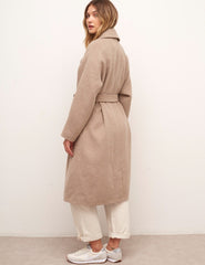 Oatmeal Hadrian Belted Long Wool Coat
