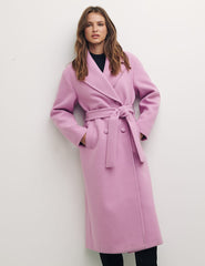 Lilac Holly Long Belted Wrap Coat