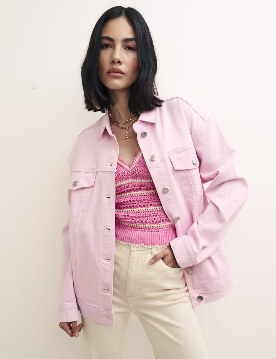 Pink Oversized Denim Jacket