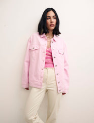 Pink Oversized Denim Jacket