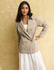 Check Double Breasted Blazer