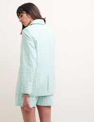 Blue Gingham Check Riley Double Breasted Blazer