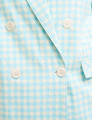 Blue Gingham Check Riley Double Breasted Blazer
