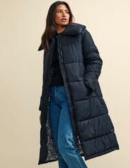 Black Long Line Puffer Coat