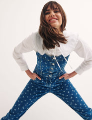 Blue Denim Printed Floral Hope Jumpsuit