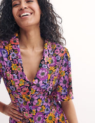 Purple Big Floral Daisy Jumpsuit