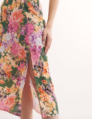 Petite Multi Floral Sara Midi Skirt