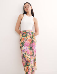 Petite Multi Floral Sara Midi Skirt