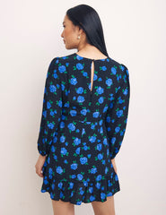 Blush Floral Blue Petite L/S Serena Mini Dress