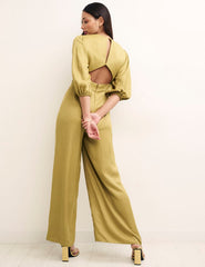 Green Puff Sleeve Melita Jumpsuit