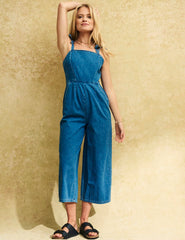 Blue Denim Tie Shoulder Meg Jumpsuit