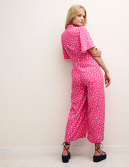 Pink Ditsy Floral Collared Daisy Jumpsuit