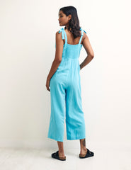 Petite Blue Tie Shoulder Meg Jumpsuit