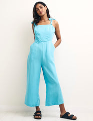 Petite Blue Tie Shoulder Meg Jumpsuit