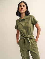 Petite Khaki Utility Zip Up Portland Jumpsuit