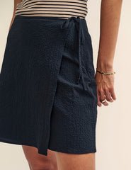 Petite Black Wrap Mini Skirt