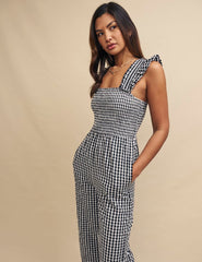 Black Gingham Sleeveless Maya Jumpsuit