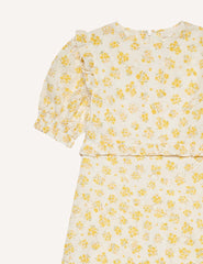 Somebody's Child Yellow Big Floral Felicia Broderie Midi Dress