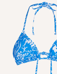 Blue Retro Print Georgia Triangle Tie Bikini Top