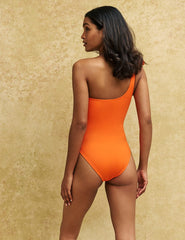 Orange One Shoulder Swimsuit