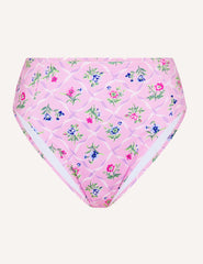 Pink Floral High Waist Bikini Bottom