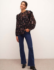 Black Floral Bailey Smock Blouse