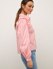 Stripe Frill Yoke Poplin Shirt