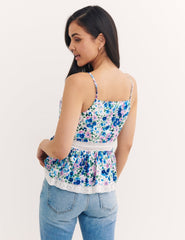 Blue Floral Broderie Sylvia Top