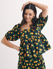 Black Sassy Orange Eugenia Blouse