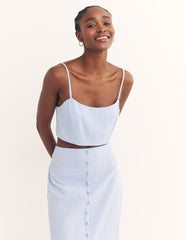 Light Blue Saffie Linen Top