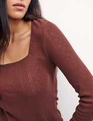 Brown Long Sleeve Carey Top