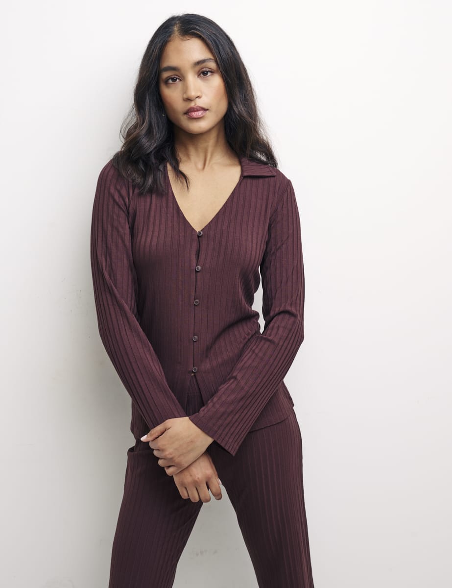 Brown Sidney Button Through Top