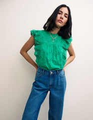 Green Broderie Una Top