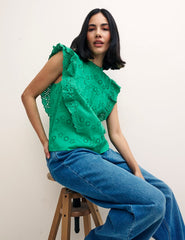 Green Broderie Una Top
