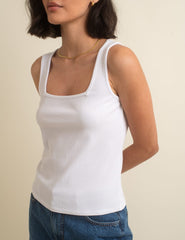 White Square Neck Vest