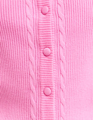 Pink Cable Knit Short Sleeve Cardigan