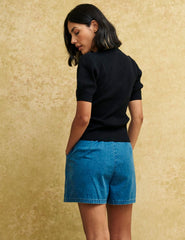 Black Cable Knit Short Sleeve Cardigan