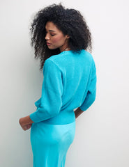 Blue Chunky Knit Cardigan